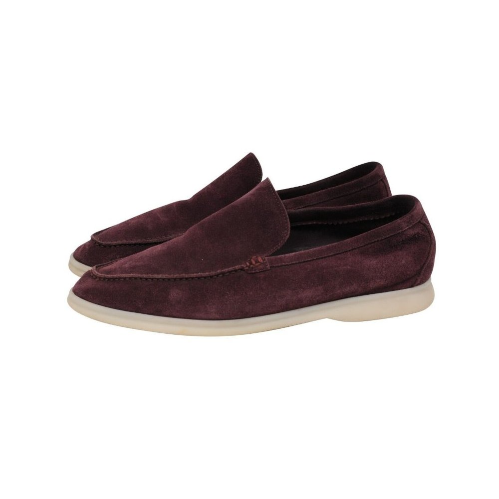 Loro Piana Mens Summer Walk Size US 8.5 41.5 Burgundy Red Suede Slip On Loafer - Picture 4 of 11